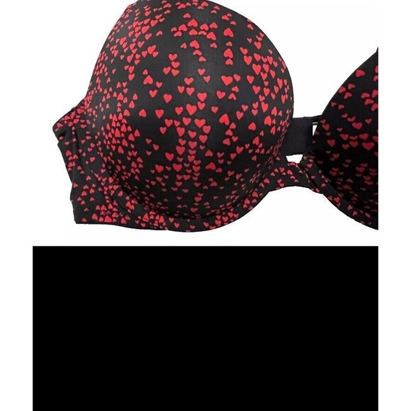 NWT Victorias Secret Push Up Bra Size 38DDD Black Red Hearts Convertible Straps - Picture 4 of 5